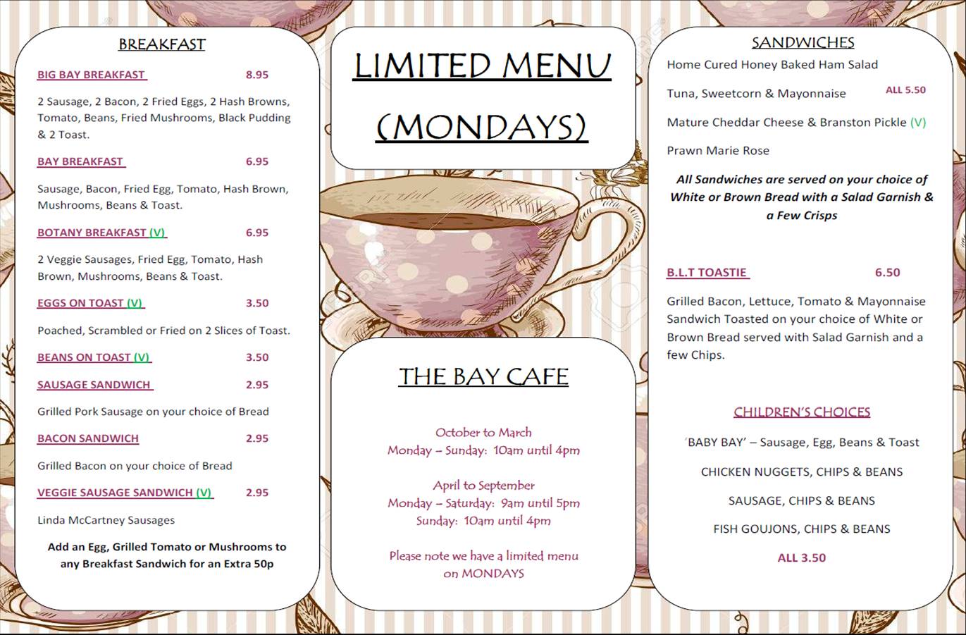 Bay Cafe Menu